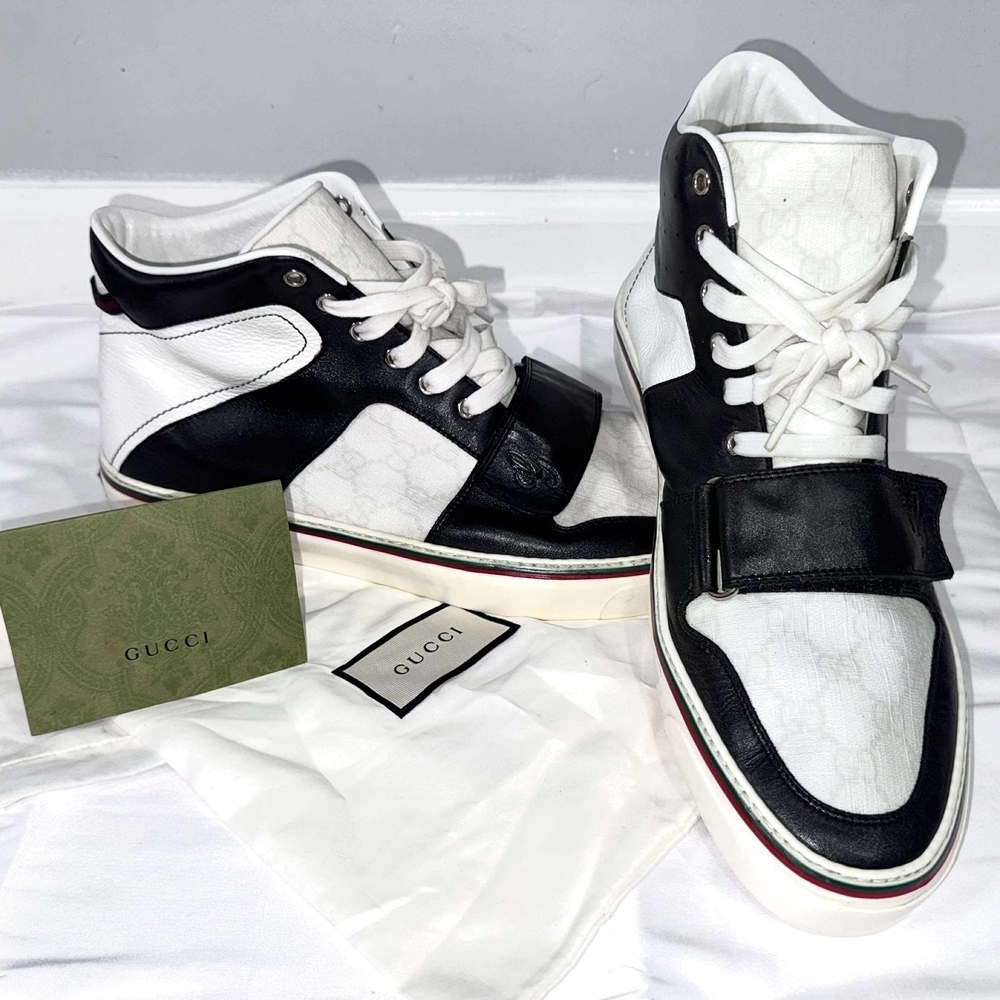 Gucci Men's Monochrome High-Top Sneakers